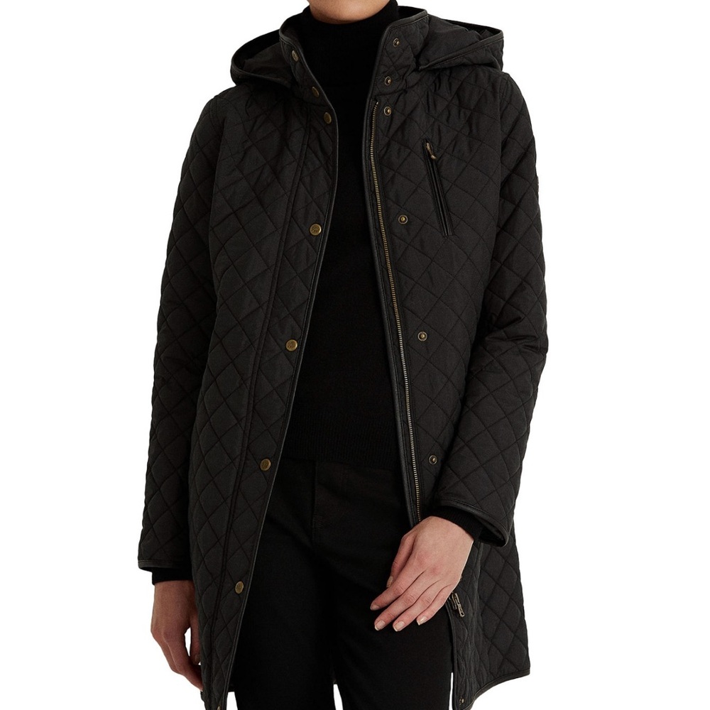 Quilted Black Hooded Coat